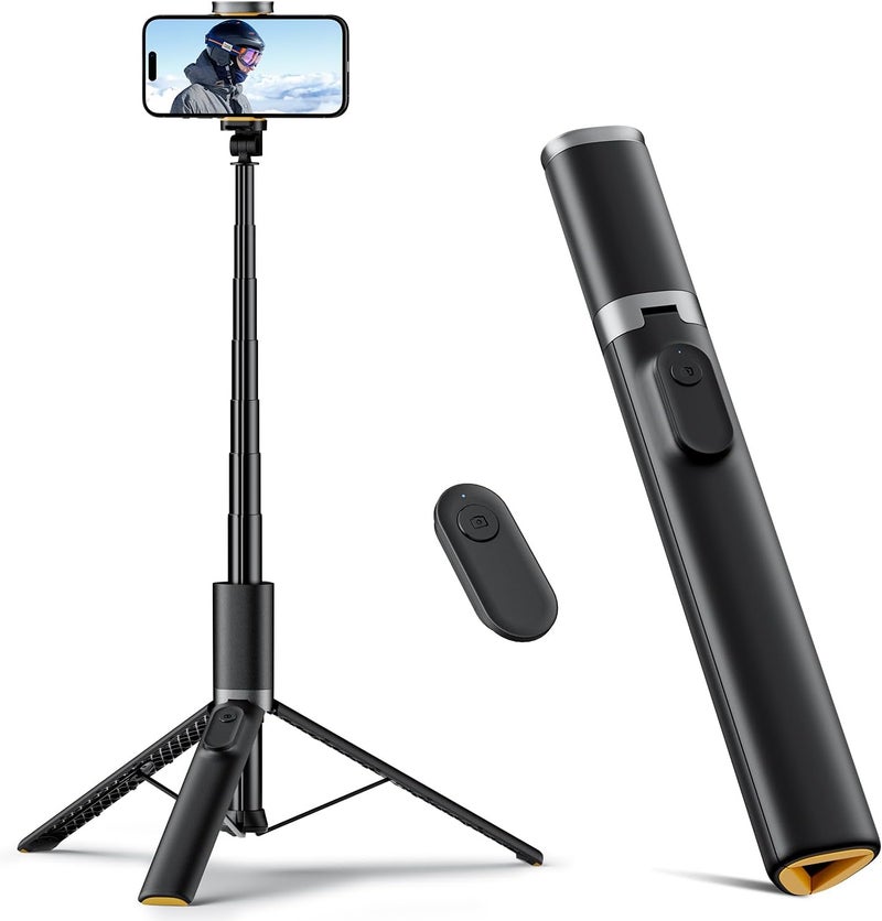 TODI 63" Cell Phone Selfie Stick Tripod, Portable Tripod for iPhone with Wireless Remote, Extendable Smartphone Stand, All-in-1, Compatible with iPhone/Android - Image 1